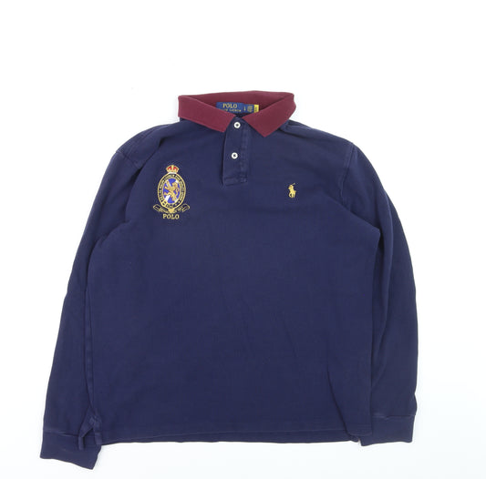 Ralph Lauren Men’s Blue Long Sleeve Custom Slim Fit Polo Shirt L