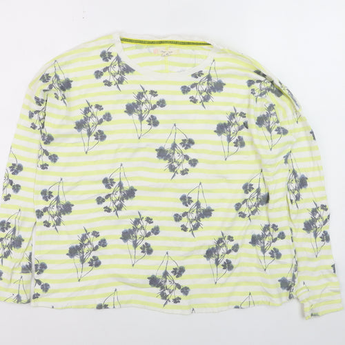 White Stuff Womens Multicoloured Floral Stripe Cotton Long Sleeve T-Shirt Size 14