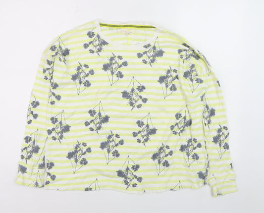 White Stuff Womens Multicoloured Floral Stripe Cotton Long Sleeve T-Shirt Size 14