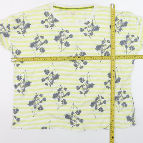White Stuff Womens Multicoloured Floral Stripe Cotton Long Sleeve T-Shirt Size 14