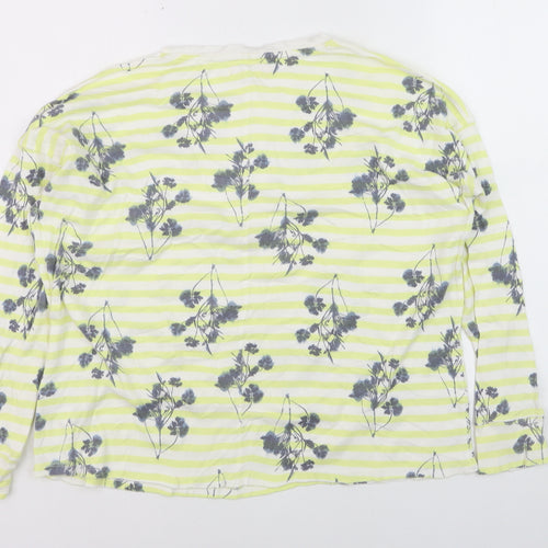 White Stuff Womens Multicoloured Floral Stripe Cotton Long Sleeve T-Shirt Size 14