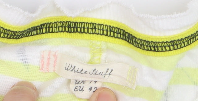 White Stuff Womens Multicoloured Floral Stripe Cotton Long Sleeve T-Shirt Size 14