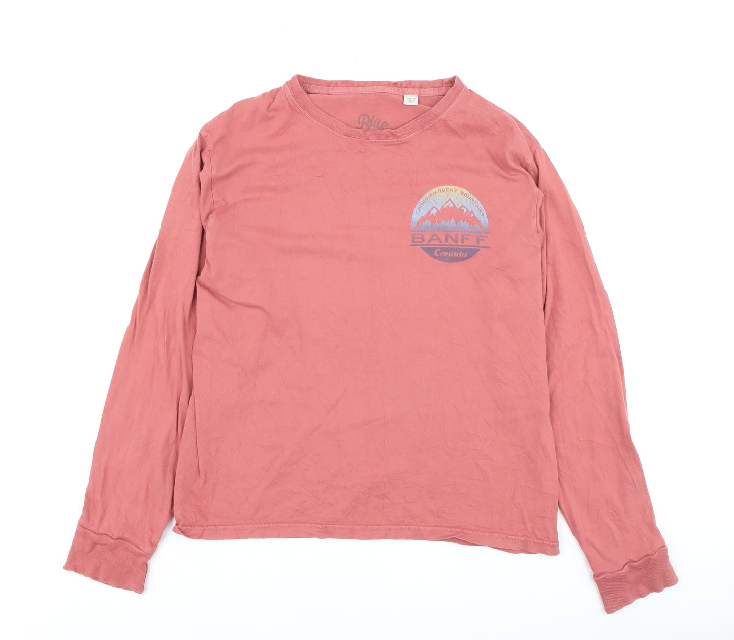 Blue 84 Men's Pink Cotton Banff Canada Long Sleeve Top Size S