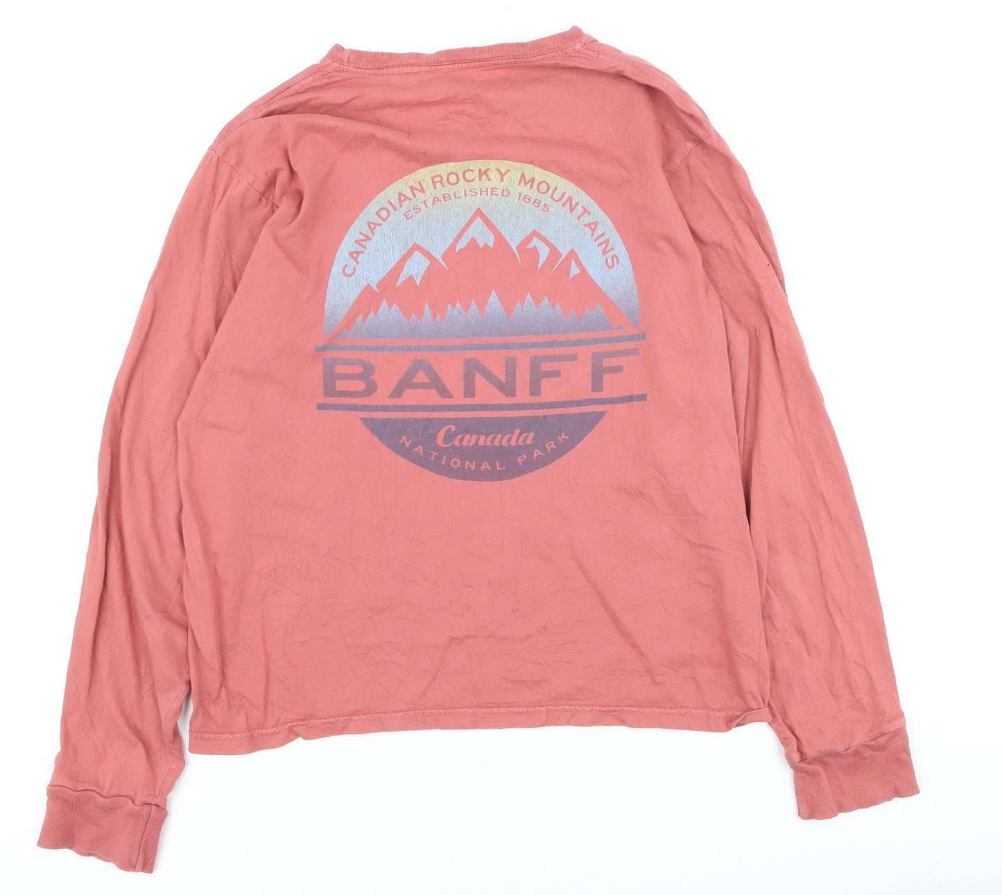 Blue 84 Men's Pink Cotton Banff Canada Long Sleeve Top Size S