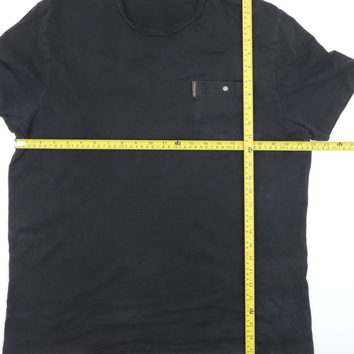 Ben Sherman Men's Black Cotton Crew Neck XL Pocket T-Shirt