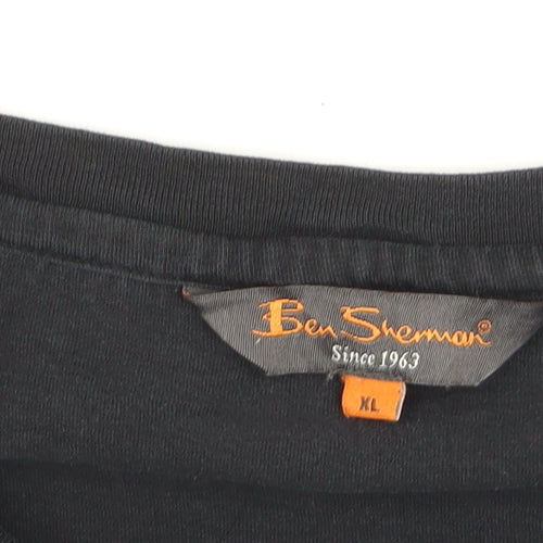 Ben Sherman Men's Black Cotton Crew Neck XL Pocket T-Shirt