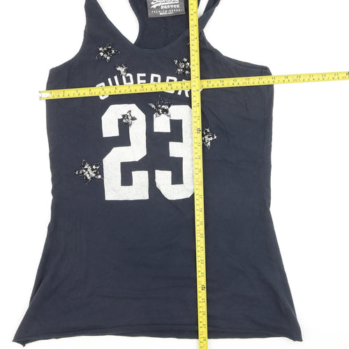 Superdry Women Navy Tank Top Embellished Racerback XL Cotton