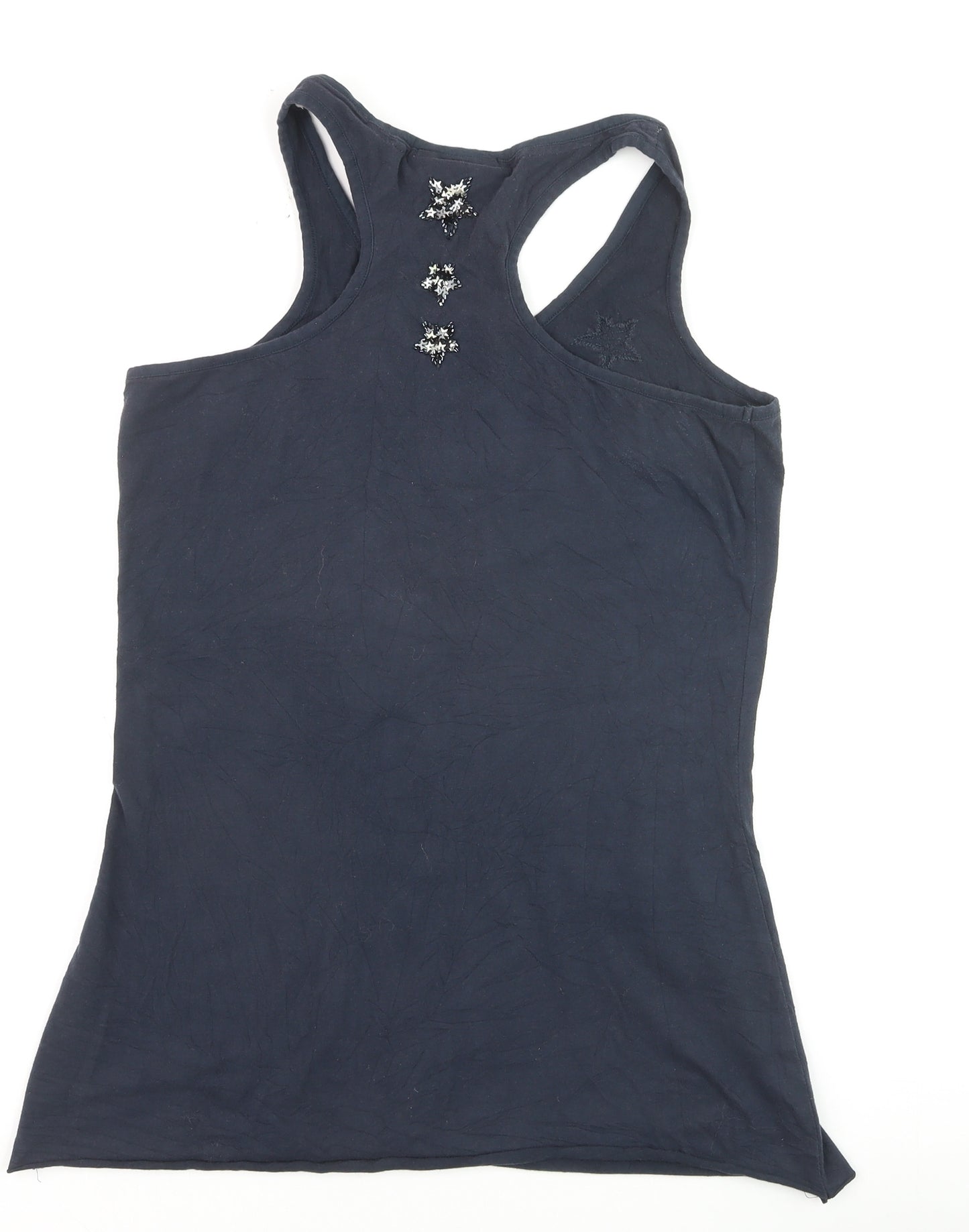 Superdry Women Navy Tank Top Embellished Racerback XL Cotton