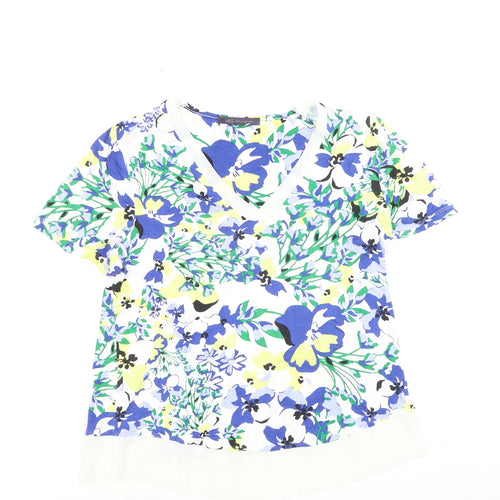 Marks and Spencer Women's Multicoloured Floral V-Neck Short Sleeve Tunic Top Size 8