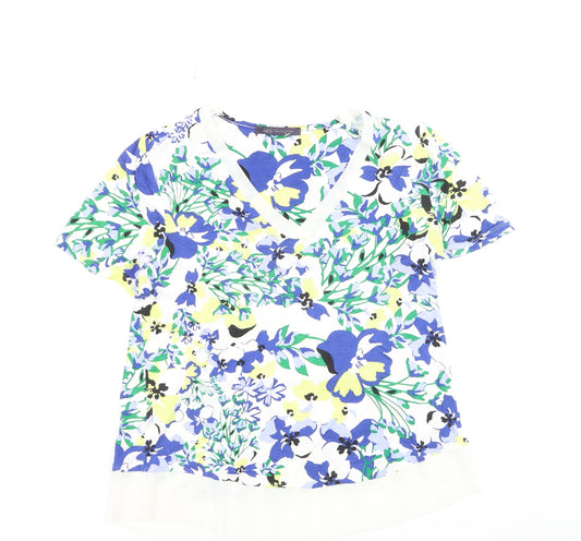 Marks and Spencer Women's Multicoloured Floral V-Neck Short Sleeve Tunic Top Size 8