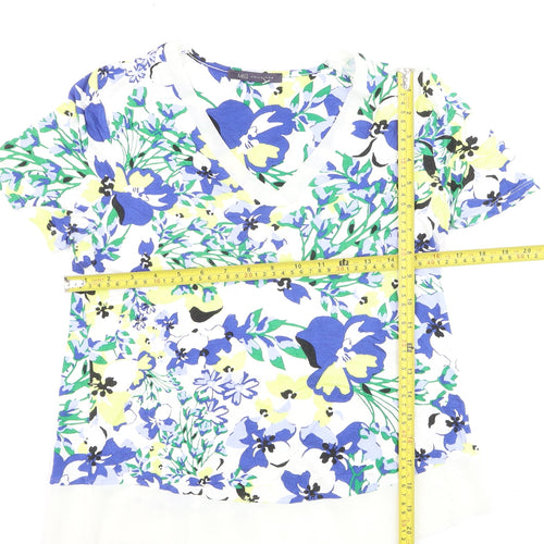 Marks and Spencer Women's Multicoloured Floral V-Neck Short Sleeve Tunic Top Size 8
