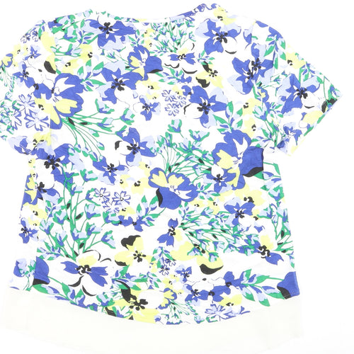 Marks and Spencer Women's Multicoloured Floral V-Neck Short Sleeve Tunic Top Size 8