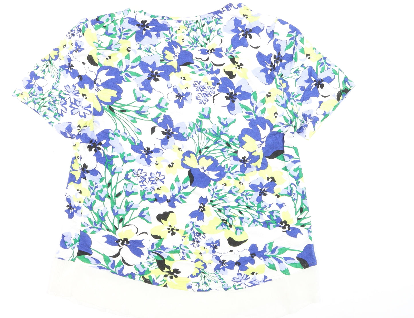 Marks and Spencer Women's Multicoloured Floral V-Neck Short Sleeve Tunic Top Size 8