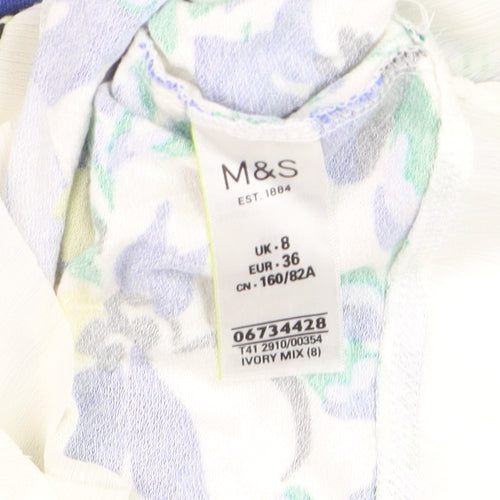 Marks and Spencer Women's Multicoloured Floral V-Neck Short Sleeve Tunic Top Size 8