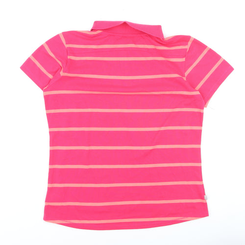 LA Gear Womens Pink Striped Polo Shirt Size 16 Short Sleeve