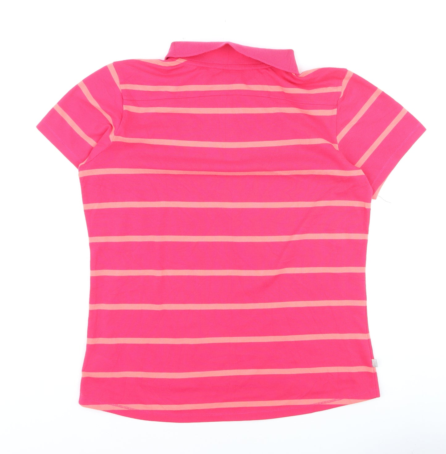 LA Gear Womens Pink Striped Polo Shirt Size 16 Short Sleeve