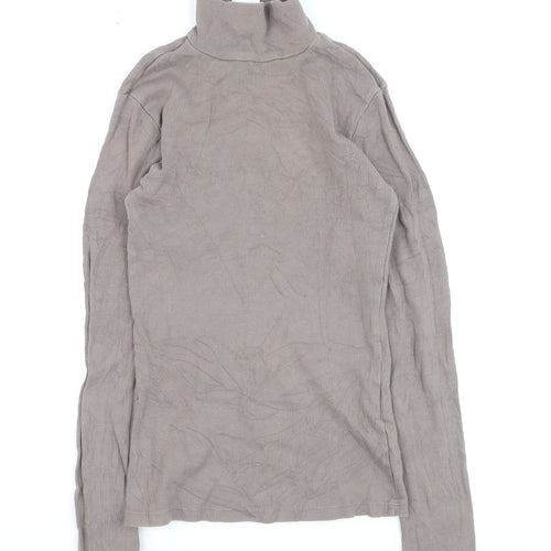 H&M Women Beige Roll Neck Pullover Jumper XS Cotton Blend