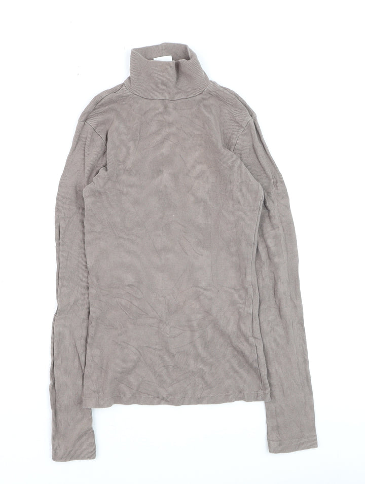 H&M Women Beige Roll Neck Pullover Jumper XS Cotton Blend