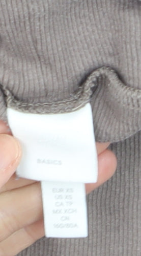 H&M Women Beige Roll Neck Pullover Jumper XS Cotton Blend