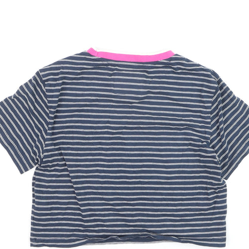Jack Wills Women's Blue Striped Cropped Cotton T-Shirt UK 12