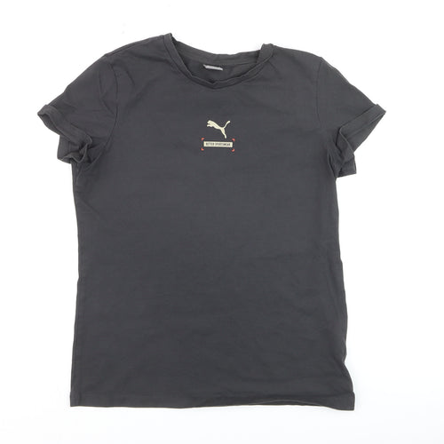 Puma Women's Black Cotton Basic Crew Neck T-Shirt M