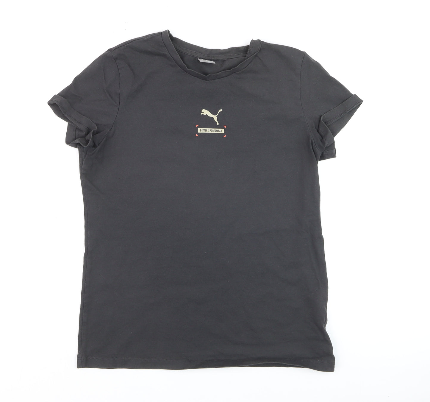 Puma Women's Black Cotton Basic Crew Neck T-Shirt M