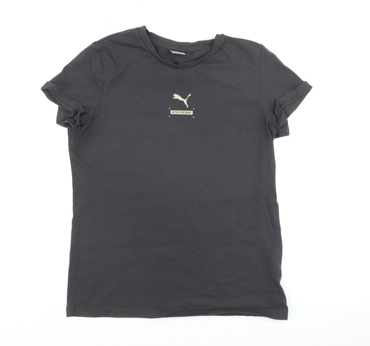 Puma Women's Black Cotton Basic Crew Neck T-Shirt M