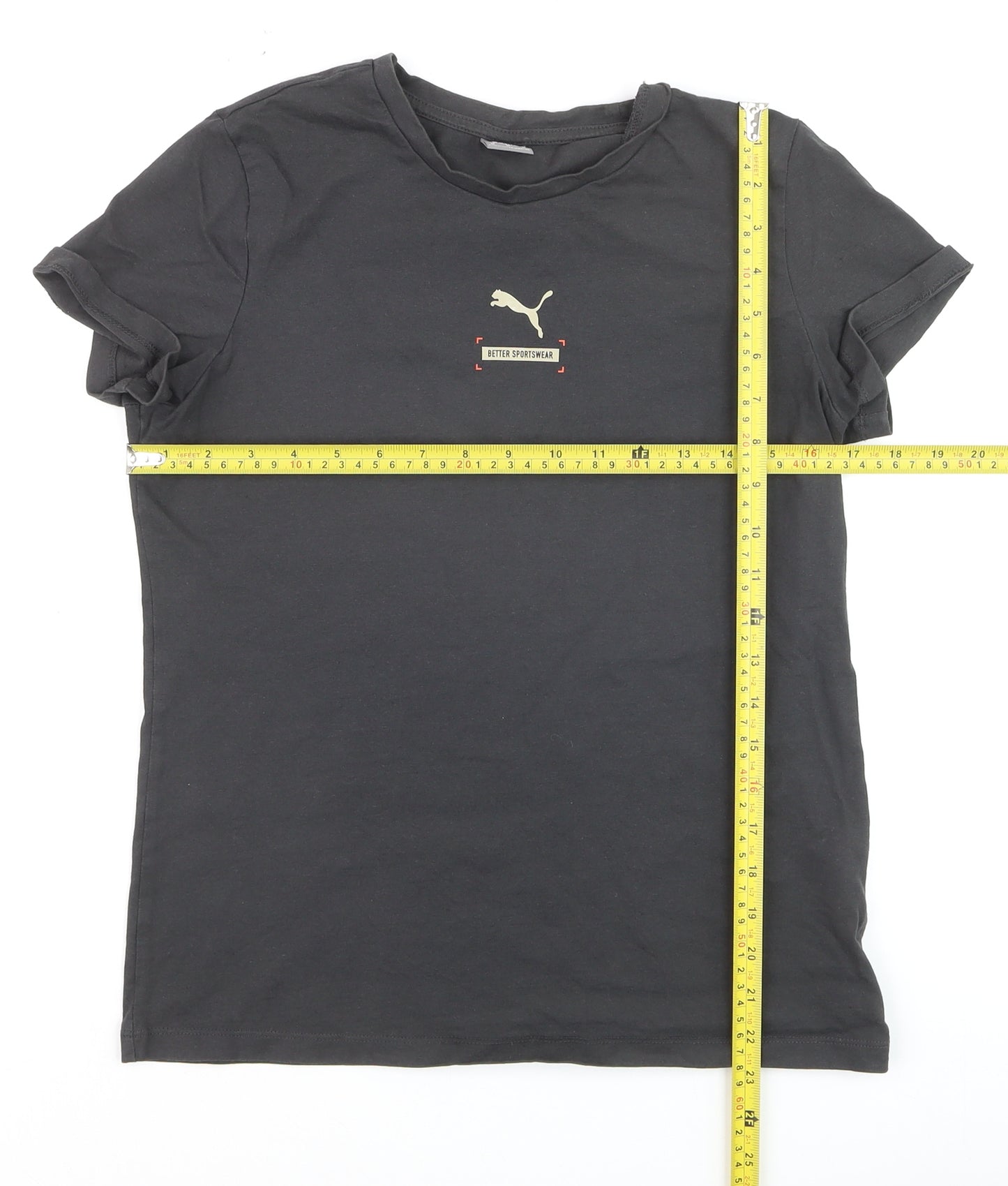 Puma Women's Black Cotton Basic Crew Neck T-Shirt M