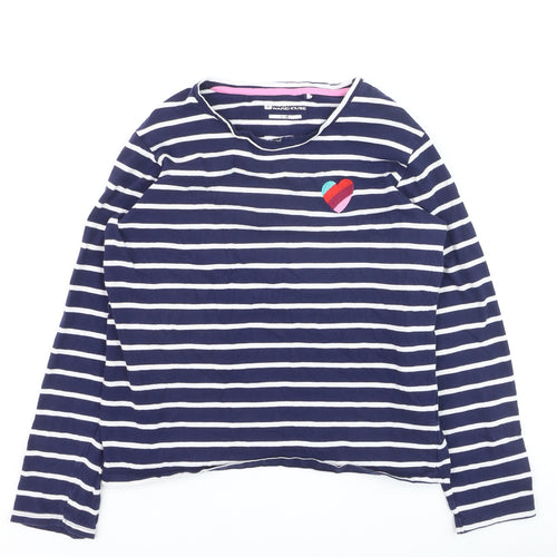 Mountain Warehouse Girls Navy Striped Long Sleeve T-Shirt 11-12 Years Cotton