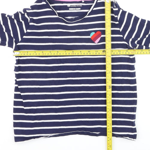 Mountain Warehouse Girls Navy Striped Long Sleeve T-Shirt 11-12 Years Cotton