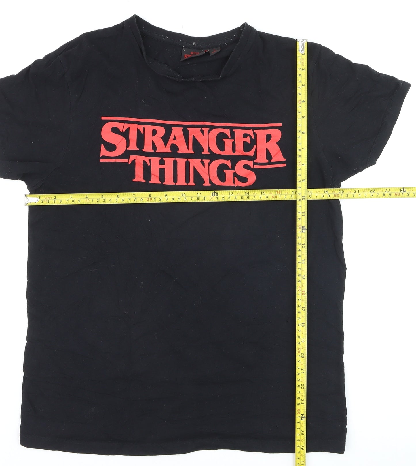 Stranger Things Men's Black L Graphic Cotton T-Shirt