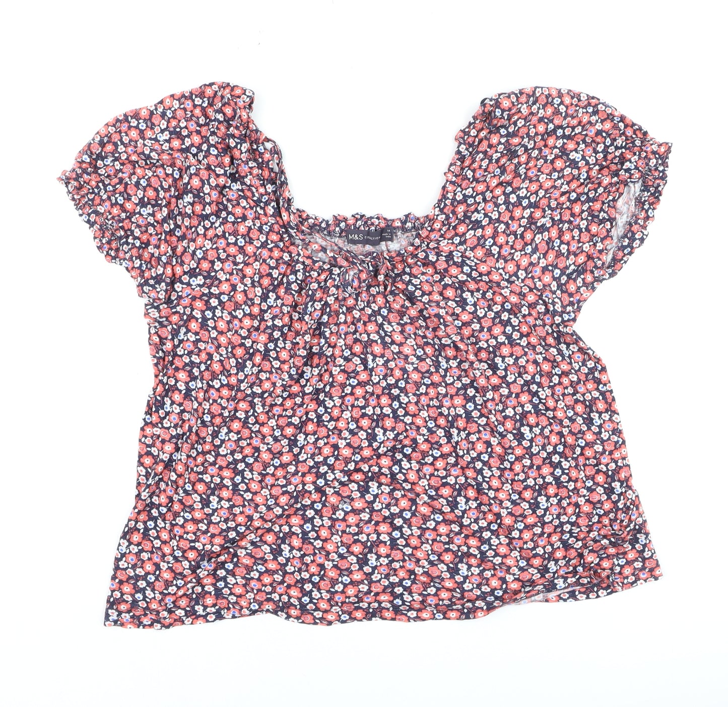 Marks and Spencer Women’s Multicoloured Floral Short Sleeve Blouse Size 14