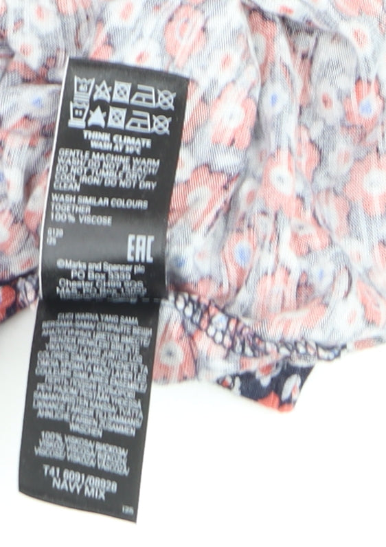 Marks and Spencer Women’s Multicoloured Floral Short Sleeve Blouse Size 14