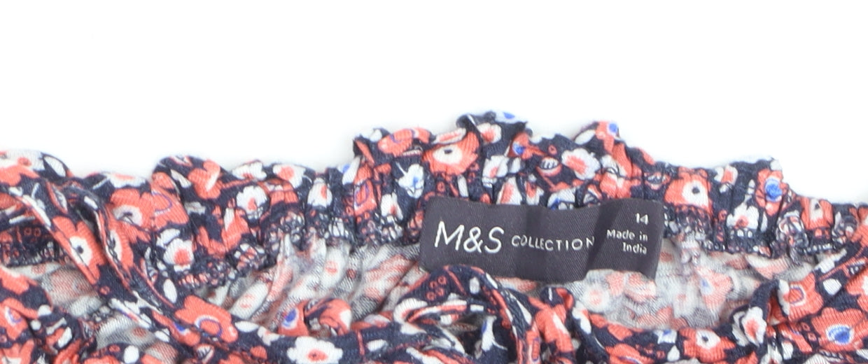 Marks and Spencer Women’s Multicoloured Floral Short Sleeve Blouse Size 14
