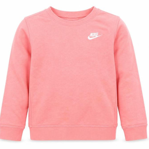 Nike Girls Pink Pullover Fleece Sweatshirt Size 8-9 Years Crew Neck Logo
