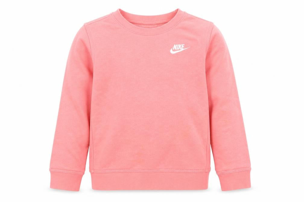 Nike Girls Pink Pullover Fleece Sweatshirt Size 8-9 Years Crew Neck Logo