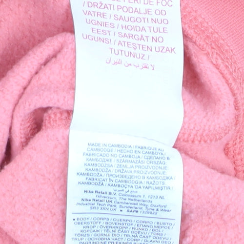 Nike Girls Pink Pullover Fleece Sweatshirt Size 8-9 Years Crew Neck Logo