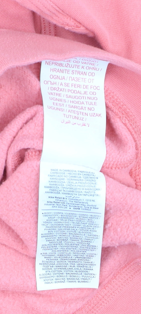 Nike Girls Pink Pullover Fleece Sweatshirt Size 8-9 Years Crew Neck Logo