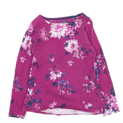 Joules Women's Pink Floral Long Sleeve Cotton Jersey T-Shirt UK 12
