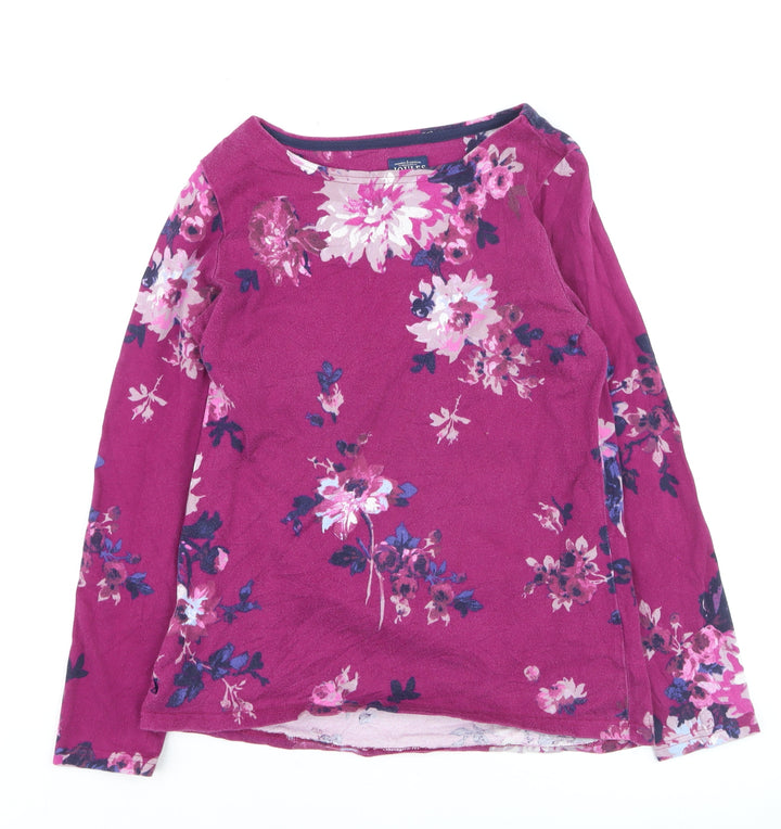 Joules Women's Pink Floral Long Sleeve Cotton Jersey T-Shirt UK 12