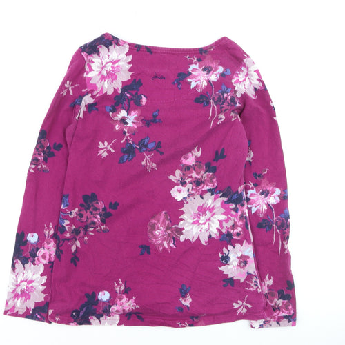 Joules Women's Pink Floral Long Sleeve Cotton Jersey T-Shirt UK 12