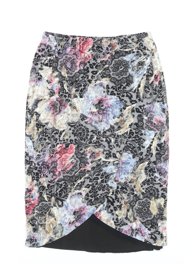 Michele Hope Women’s Multicoloured Floral Knee Length Wrap Skirt Size 10/12