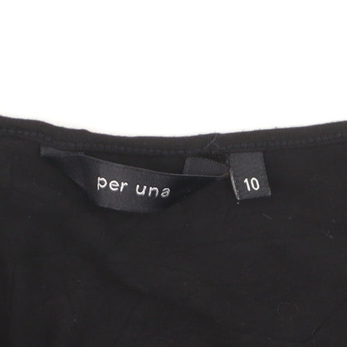 Marks and Spencer Per Una Black Beaded V-Neck Long Sleeve Tunic Blouse Size 10