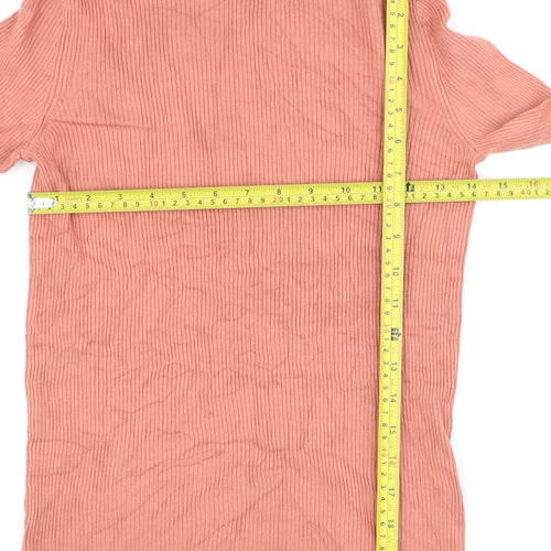 Marks and Spencer Women’s Pink Roll Neck Ribbed Cotton Jumper Size 10