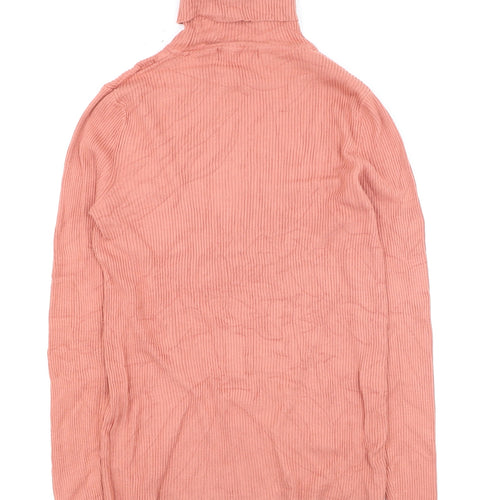 Marks and Spencer Women’s Pink Roll Neck Ribbed Cotton Jumper Size 10
