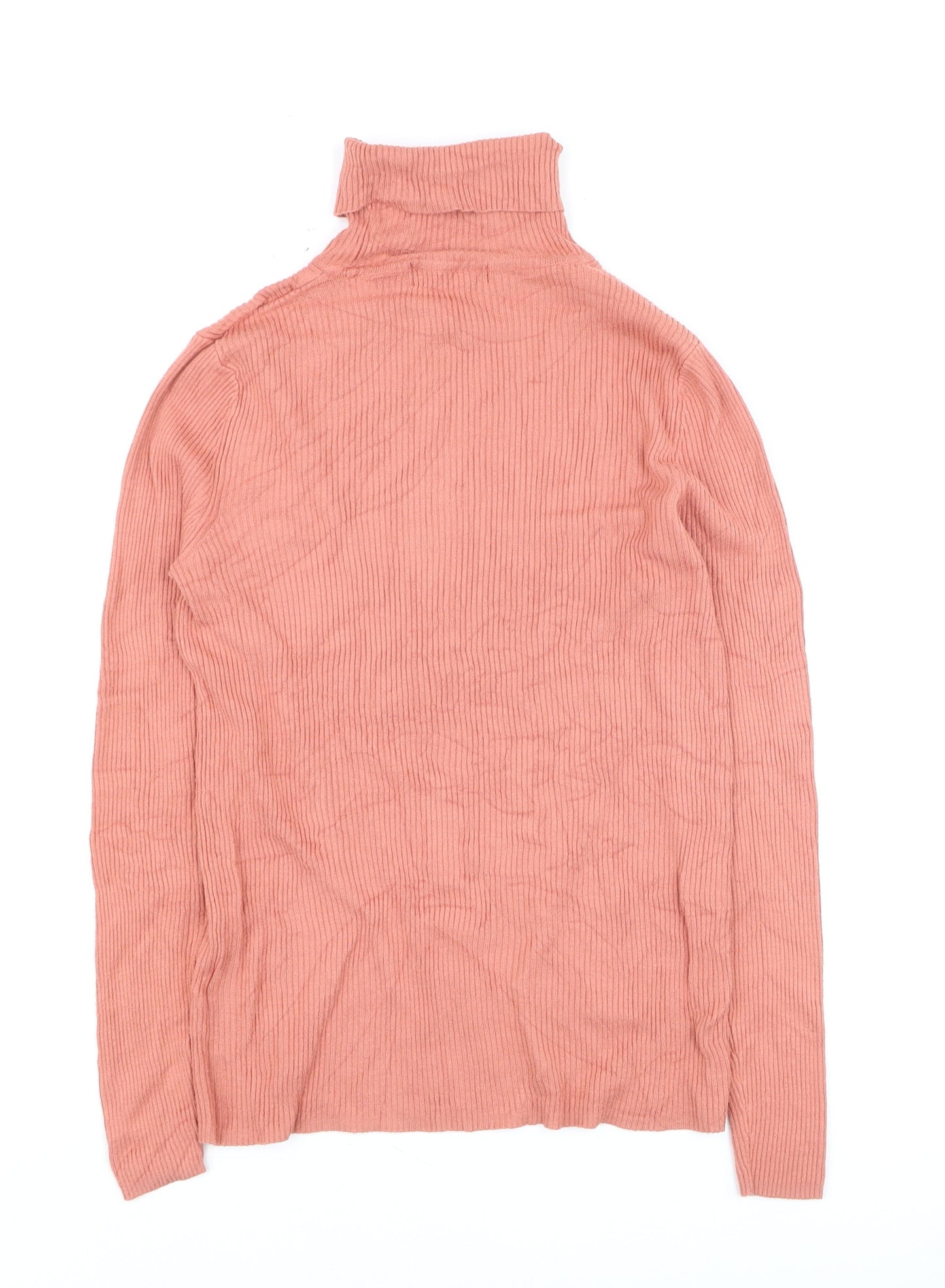 Marks and Spencer Women’s Pink Roll Neck Ribbed Cotton Jumper Size 10