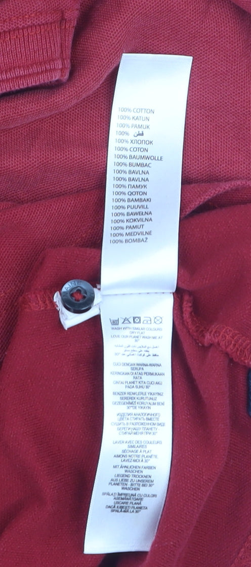 Maine New England Men's Red Cotton Polo Shirt Size L
