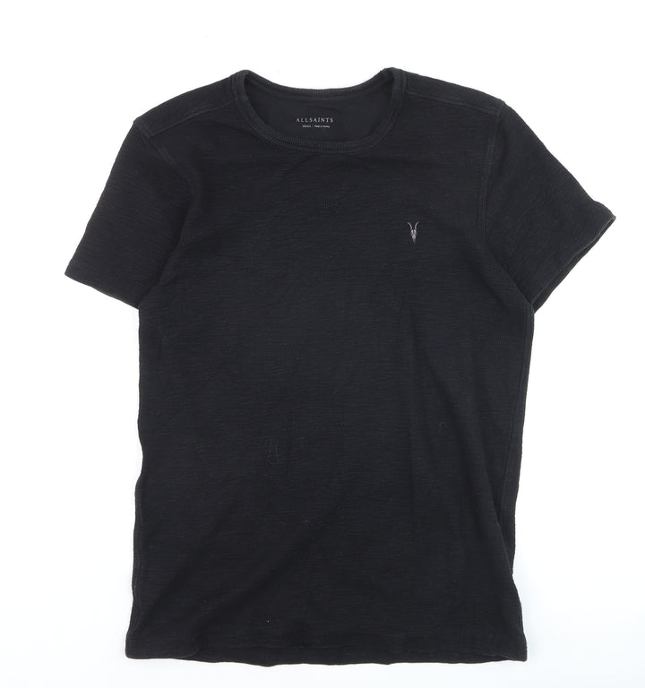 AllSaints Men's Black Cotton Crew Neck Short Sleeve T-Shirt Size S