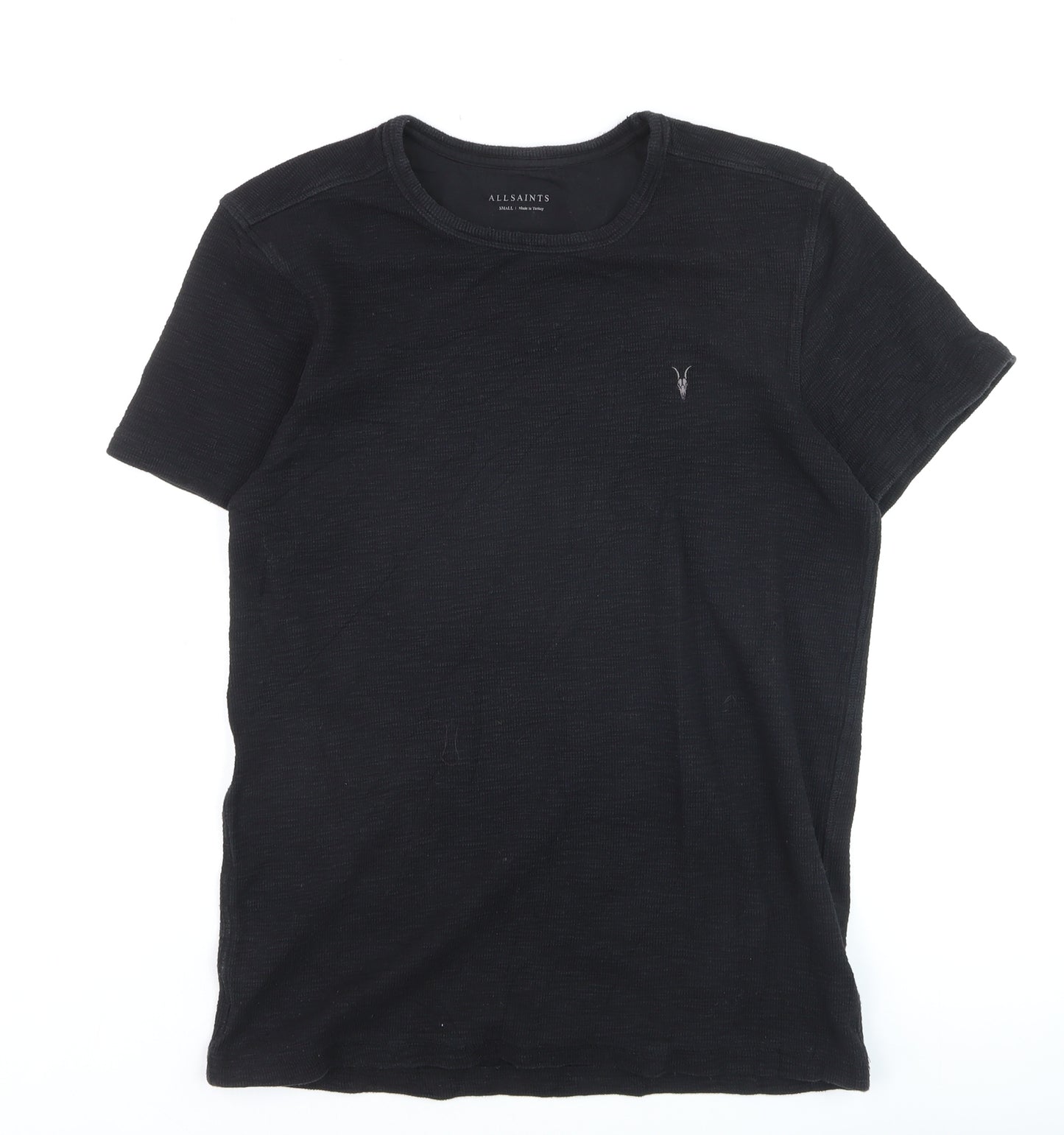 AllSaints Men's Black Cotton Crew Neck Short Sleeve T-Shirt Size S