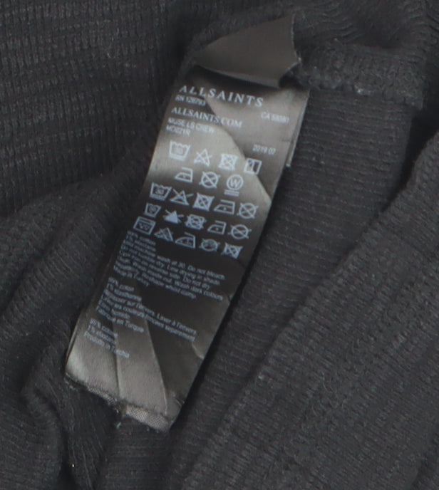AllSaints Men's Black Cotton Crew Neck Short Sleeve T-Shirt Size S